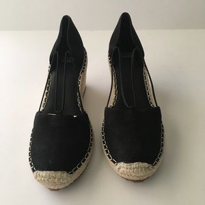 EileenFisher Yasmin Tumbled Nubuck black Espadrille,size 8